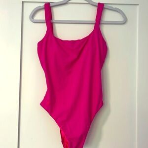 Ralph Lauren Scoopback One Piece Swimsuit in Hot Pink Size Small